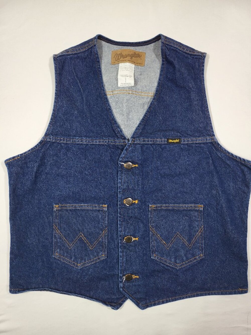 Wrangler Authentic Western Unlined Denim Vest Dark Wash Men’s Large 74130PW
